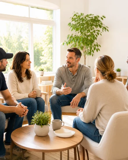 Adults participating in a supportive outpatient outpatient addiction treatment in Boise, Idaho.
